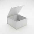 Open White Rectangular Box with Hinged Lid and Metal Support on White Background image photo Royalty Free Stock Photo