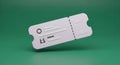 Modern 3D Rendered Ticket with Seat Information on Green Background Royalty Free Stock Photo