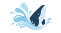 Clean and minimalist emphasizing the contrast between the whale and Royalty Free Stock Photo