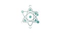 Minimalist Atomic Structure: Elegant Science Illustration with Geometric Teal Elements Royalty Free Stock Photo