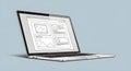 Wireframe Laptop Screen Displaying Website Layouts Royalty Free Stock Photo