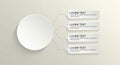 Clean minimalist infographic template with circular element and text boxes for data presentation Royalty Free Stock Photo