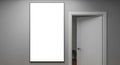 Blank Vertical Poster Mockup on Grey Wall with Open Door Royalty Free Stock Photo