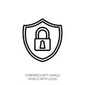 Cybersecurity Shield with Lock Icon Royalty Free Stock Photo