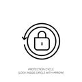 Security Cycle Icon: Locked Padlock within Circular Arrow Royalty Free Stock Photo
