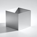 Clean Minimalist Metal Cube on White Background Royalty Free Stock Photo