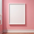 Blank White Poster Frame Mockup on Pink Wall Royalty Free Stock Photo