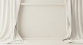 Minimalist Stage with White Curtains and Empty Wall ai generated Royalty Free Stock Photo
