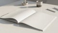 Blank Open Notebook on White Surface Royalty Free Stock Photo