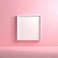 Minimalist Pink Studio with Empty White Square Frame Royalty Free Stock Photo