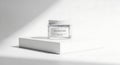Cosmetic Jar Mockup on White Platform Royalty Free Stock Photo