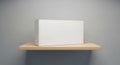 Blank White Product Box Mockup on Wooden Shelf Royalty Free Stock Photo