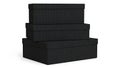 Stack of Three Black Corrugated Gift Boxes on White Background Royalty Free Stock Photo