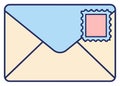 Flat Design Envelope with Postage Stamp Icon Royalty Free Stock Photo