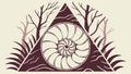 Nautilus shell in minimalist triangle, vector design Generative AI Royalty Free Stock Photo