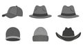 Collection of Flat Vector Hats and Caps Royalty Free Stock Photo
