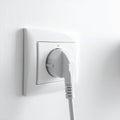 White Electrical Plug Connected to a Wall Socket Royalty Free Stock Photo
