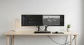 Modern Programmer Workspace Dual Monitor Setup with 3D Modeling Software Royalty Free Stock Photo