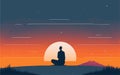 clean and minimalistic vector styled illustration the beauty of solitude and introspection. sitting in a meditative pose