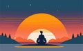 clean and minimalistic vector styled illustration the beauty of solitude and introspection. sitting in a meditative pose