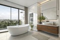 Modern bathroom with white bathtub and sink Royalty Free Stock Photo