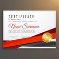 clean modern certificate of excellence design with red ribbon st Royalty Free Stock Photo