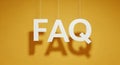 White FAQ Letters Hanging with Shadows on Yellow Background Royalty Free Stock Photo