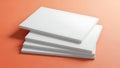 Stack of Blank White Magazines Mockup on Orange Background Royalty Free Stock Photo