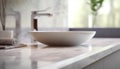 Clean and modern domestic bathroom with elegant chrome faucet and sink generated by AI