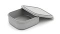 Open Gray Plastic Food Container with Lid Royalty Free Stock Photo