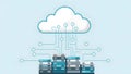 Conceptual Vector Illustration of Cloud Computing Infrastructure and Network Data Flow Royalty Free Stock Photo