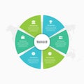 Six Step Target Goal Infographic with Global Map Background Royalty Free Stock Photo