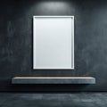 Minimalist Gallery Mockup with Blank Frame and Shelf Royalty Free Stock Photo