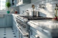 Clean and modern kitchen scene featuring stainless steel fixtures Royalty Free Stock Photo