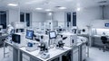 Modern Laboratory Interior Microscopes, Equipment, Research Royalty Free Stock Photo