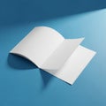 Blank Open Bifold Brochure Mockup on Blue Background Royalty Free Stock Photo