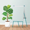 Modern Office Space with Whiteboard and Plant Royalty Free Stock Photo