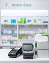 Payment Terminal on a Modern Pharmacy Counter Royalty Free Stock Photo