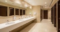 Modern Public Restroom with Multiple Sinks and Doors bathroom clean Royalty Free Stock Photo