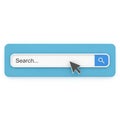 Search bar with a cursor and magnifying glass icon, isolated on white background Royalty Free Stock Photo