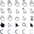 Cursor and Click Icon Set for UI UX Design Royalty Free Stock Photo