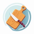Kitchen Knife and Cutting Board Vector Icon Royalty Free Stock Photo