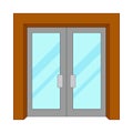 Modern Glass Double Door Vector Illustration Royalty Free Stock Photo