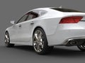 Clean modern white business car - tail low angle shot Royalty Free Stock Photo