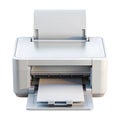 White Printer with Paper on Black Background Royalty Free Stock Photo