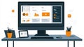 Data Analytics Dashboard on Modern Desktop Computer Royalty Free Stock Photo