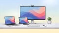 Modern Workspace Computer, Laptop, Tablet, Home Office Setup Royalty Free Stock Photo