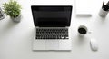Minimalist Workspace with Laptop and Coffee Royalty Free Stock Photo