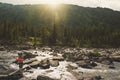 Clean Mountain Creek with blue pure Water Royalty Free Stock Photo