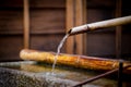 Clean Nature Water Rinse with Bamboo Pipe in Stone Tub at Japanese Temple